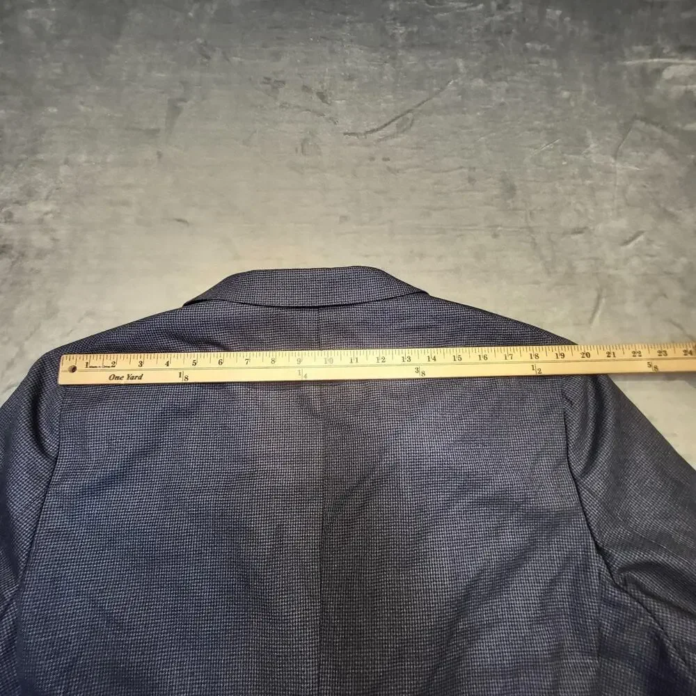 Banana Republic Suit Jacket Mens 48 Blue Check Slim Fit Wool Blend Notch Lapel